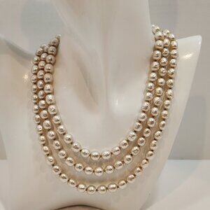 Vintage 50s Miriam Haskell Opera Length 48" Baroque Faux Pearls Signed